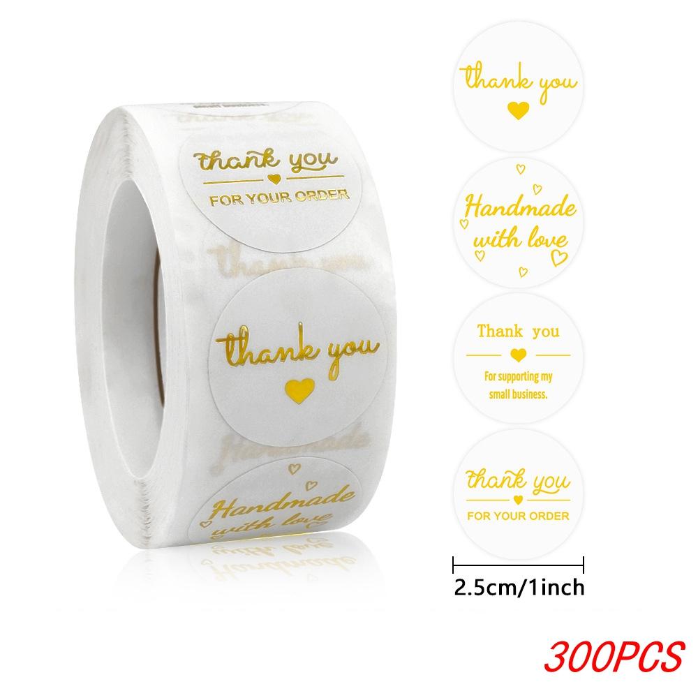 100-500Pcs 1Inch/2.5CM Golden Thank You Stickers For Gift Card Box Package Party Wrapping Decorate Baking Food Small Business