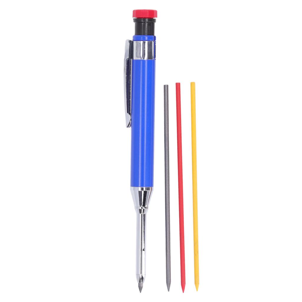 Mechanical Carpenter Pencil Set 12 Refill Heavy Duty Long Nose Deep Hole Carpenter Pencil Kit for Woodworking