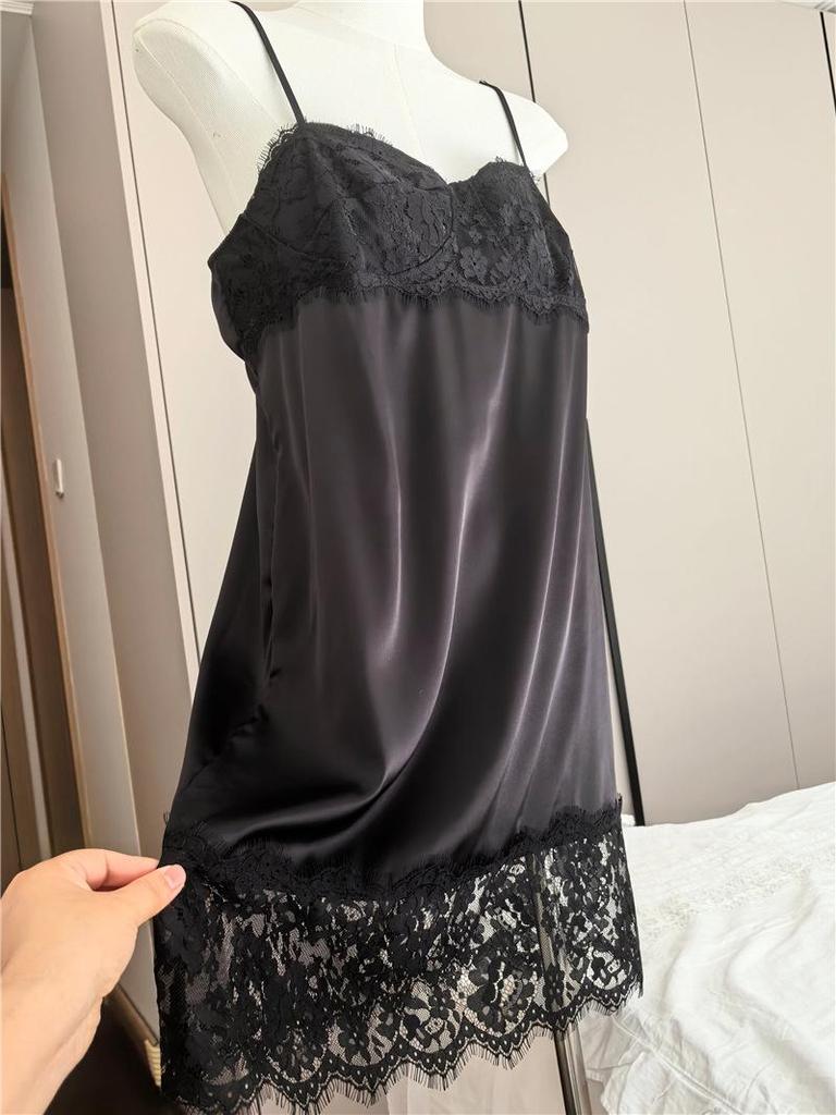 1527 Plus Size Lace Camisole Nightgown - Sexy, Pure Desire, Ice Silk Imitation Pajamas