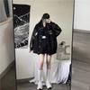 New Spring Autumn Coat Women's Korean Harajuku Style Bomber Jacket Oversized Jacket Leather Pure Black Women's Jacket Cloth