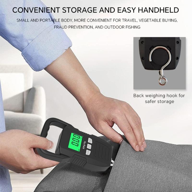 Commercial Heavy Duty Digital 60kg Capacity Hanging Scale with Backlit for Luggage Fish Fishing with Comfortable Handle