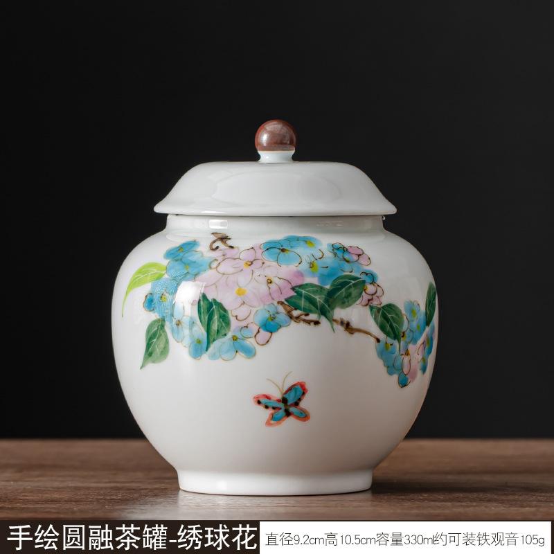 Creative Painted Flower Fish Porcelain Storage Jar Portable Sealed Tea Canister Candy Food Storage Container Decorative Jar Home