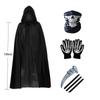 Set Costume Mietitore di Ossa di Halloween con Mantello Nero, Mantellina e Falce per Bambini e Adulti