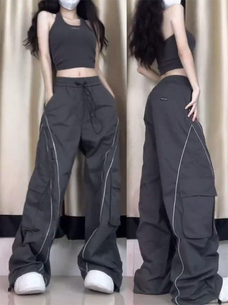 

Женские расклешенные трек-брюки в стиле ретро с цветными блоками, длиной до пола S