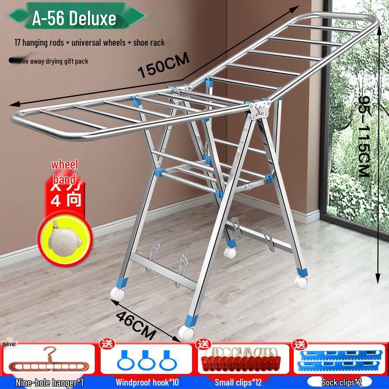 Foldable Stainless Steel Clothes Rack for Indoor/Outdoor Use