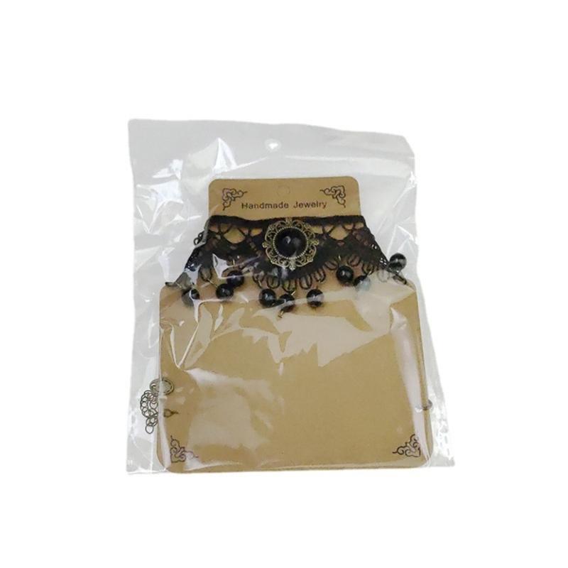 Gothic Lace Floral Choker for Women Choker Handmade Collar with Dangling Beads Adjustable for Bachelorette Party Wedding