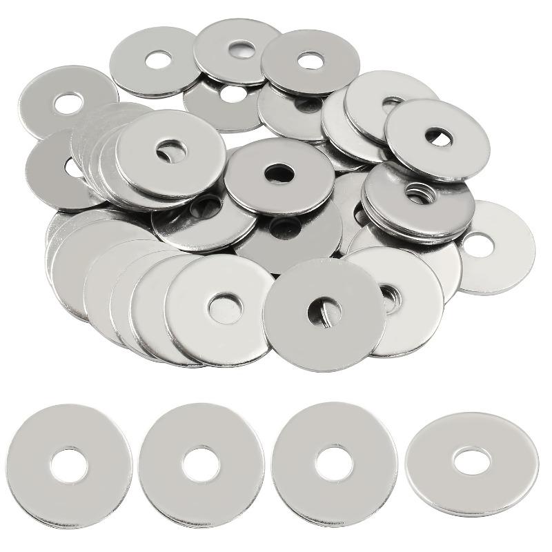 50 Pcs M6 304 Stainless Steel Flat Washers - Galvanized Thickened Metal Spacers for Indoor & Outdoor Use Rustproof 6x20x1.5mm
