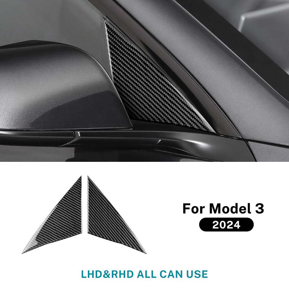 Carbon Fiber A-Pillar Cover Trim for Tesla Model 3 Highland 2024 2025 Interior Sticker Decal Black Carbon fiber / for Model чёрный