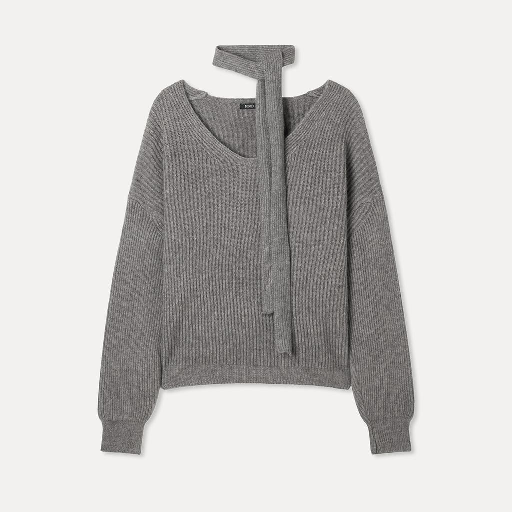 MIXXO Loose Fit V-Neck Ribbed Pullover Re Kafv8Ss_Miwkag18Qs