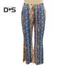 Women Pants Ethnic Style Floral Print Long Flared Pants Retro High Elastic Sexy Casual Trousers Streetwear