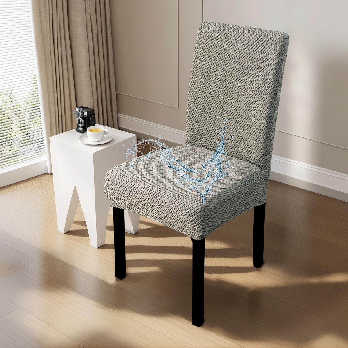 Водонепроницаемый чехол на стул Т-образной формы в полоску, эластичный жаккардовый чехол на стул однотонной расцветки, бытовой чехол на обеденный стул, производитель Average size (M size) хаки