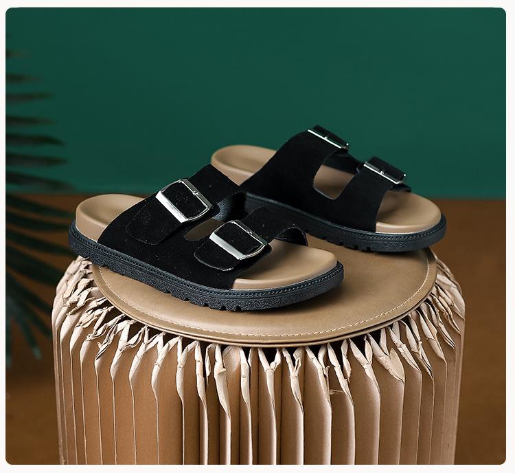 Thick-soled cool slippers women's shoes summer wear 2025 new popular Boken foreign trade stepping on shit feeling beach one-word drag