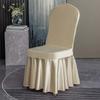 Solid Color Thicken Elastic Pleated Hem Dining Chair Cover Non-slip Slipcover Light Luxury Banquet Chair Cover Hotel Decor