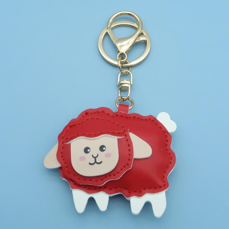 1Pcs Cute Cartoon Sheep Hanging Ornament 2027 Year Of The Sheep Pu Leather Pendant For Key Accessory Holiday Party Favor