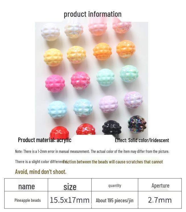 Colored/Solid Color Straight Hole Small Pineapple Beads for DIY Jewelry Making