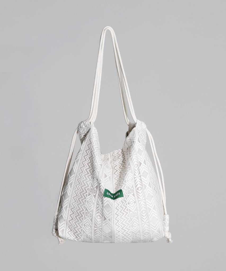 Green Stuff Rope Backpack R3 Ethnic Embroidered Lace - Ivory
