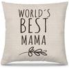Mama Gifts Pillow Covers 18x18, Best Mom Gifts for Mother's Day Birthday from Daughter Son, World's Best Mama Decorative Throw Pillow Cover for Home
