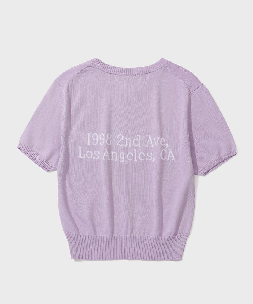 Sekeonmonollogeu W. Relaxed Fit Lettering Jacquard Round Half Knit [Lavender]_Sewkt004Lavender