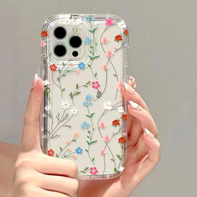 Blumen-Telefonhülle für iPhone 14 Pro Hülle iPhone 13 11 12 16 15 Pro Max XR X XS 7 8 Plus SE Stoßfeste weiche TPU-Klarsichthülle Funda
