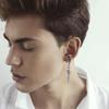 Single Creative Personality Students Cross Long Hoop Chain Earrings Women Men Male