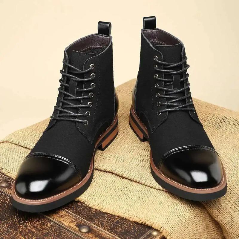 Luxury Men's Shoes High Quality Suede Leather Boots Classic Business Dress Boots for Men Lace Up Ankle Booties Botas Para Hombre