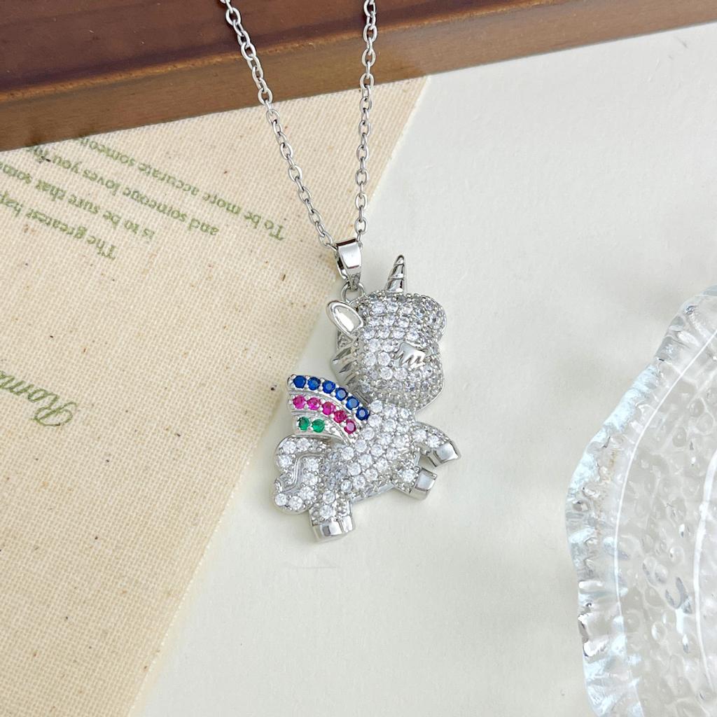 Colorful Zodiac Horse Necklace - A Unique and Versatile High-End Titanium Steel Necklace with a Touch of Sophistication