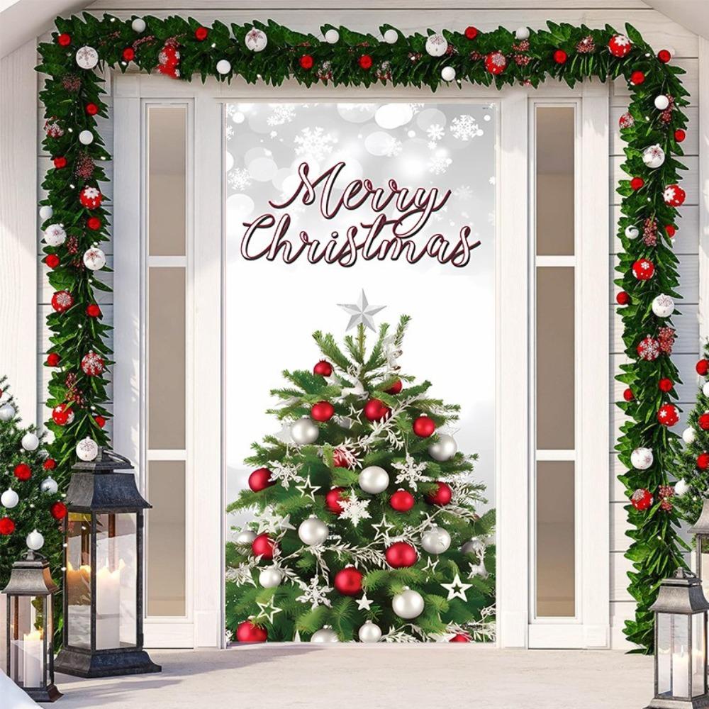 Santa Claus Christmas Hanging Cloth Fluorescent New Year Decoration  Entrance and Room