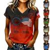 Women's Casual V Neck Short Sleeve T Shirt with Letter Print 250 Years 1776-2026 American Flag Graphic Top Summer Tee