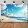 One party banner a coastal style lighthouse beach scene background decoration backdrop photo prop polyester banner decoration