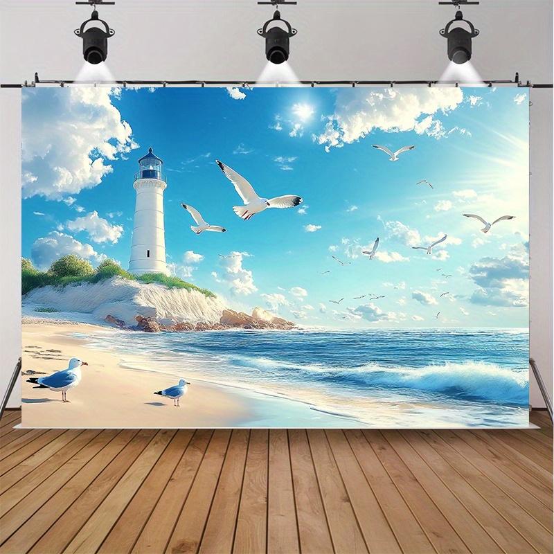 One party banner a coastal style lighthouse beach scene background decoration backdrop photo prop polyester banner decoration