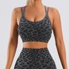 Canotta da Yoga e Reggiseno Sportivo Senza Cuciture con Stampa Leopardo e Imbottiture sul Petto