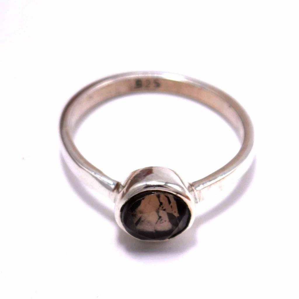 Smoky Topaz 925 Sterling Silver  Ring,  Round Gemstone Handamde Women Statement Ring Jewelry
