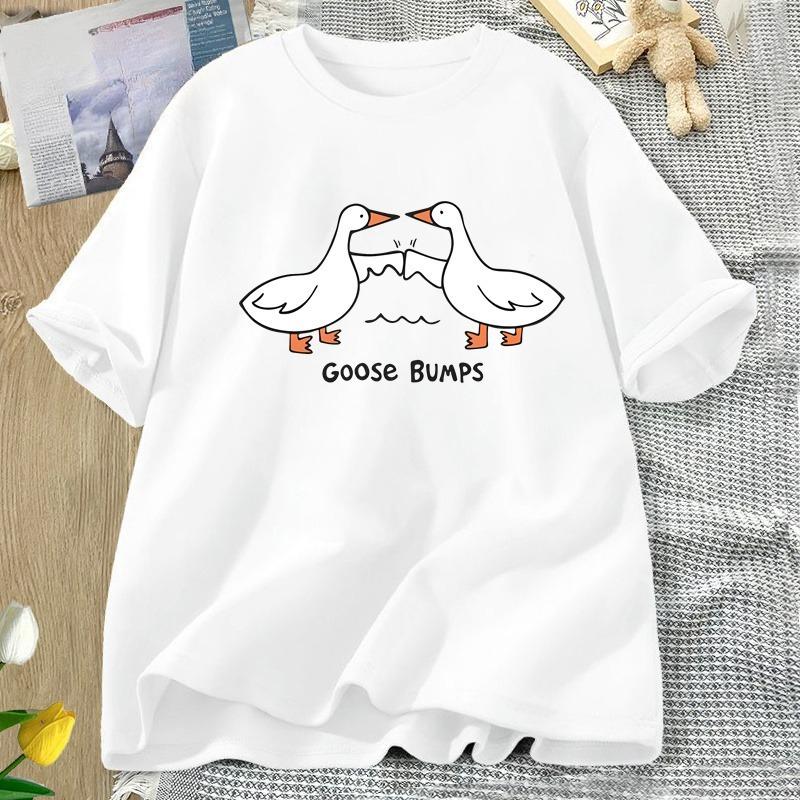 

Silly Goose Bumps T Shirt for WOMEN Unisex Funny Cotton Printed T-shirt Summer Short Sleeve Loose Oversized Tees Unisex Streetwear 4XL