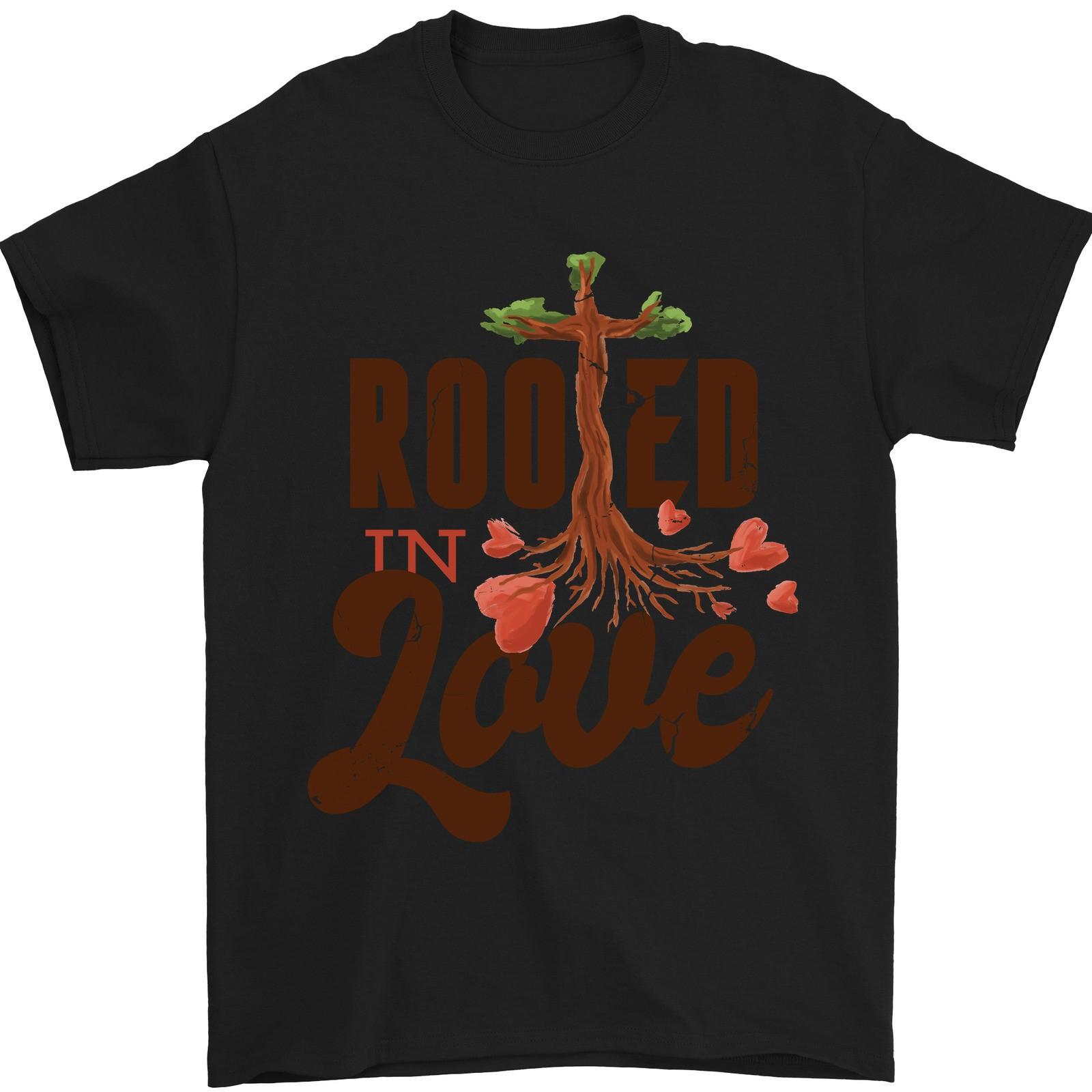 Christian Rooted in Love Christianity Jesus Mens T-Shirt 100% Cotton M