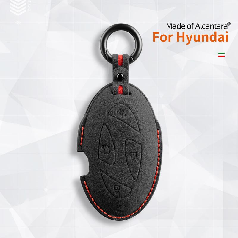 5 Buttons Car Key Case For Hyundai Grandeur Gn7 Kona Ev Ioniq 6 Auto Smart Remote Suede Keychain Cover Shell Accessories