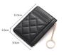 1pcs Soft sheepskin short wallet, small fragrance style diamond grid ultra-thin leather zipper mini change bag for women