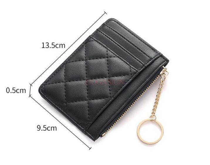 1pcs Soft sheepskin short wallet, small fragrance style diamond grid ultra-thin leather zipper mini change bag for women