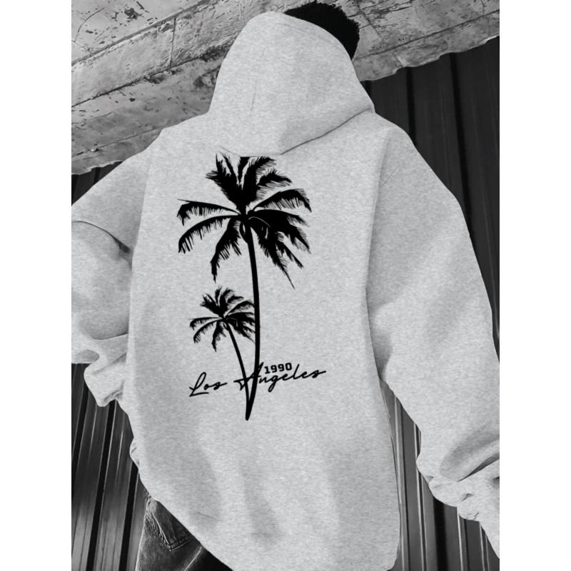 Coconut Tree Pattern Men's Fashion Printed Hooded Sweatshirt