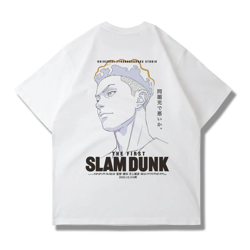 Japanese Anime Slam Dunk Master Big Movie Blockbuster Short Sleeve T-shirt Summer Loose 100% Cotton Sakura Ikebana