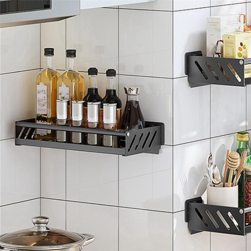 AEE2-Kitchen Small Tools Seasoning Storage Rack, Kitchen Bathroom Stainless Steel Rack, Wall Mounted, Storage Rack