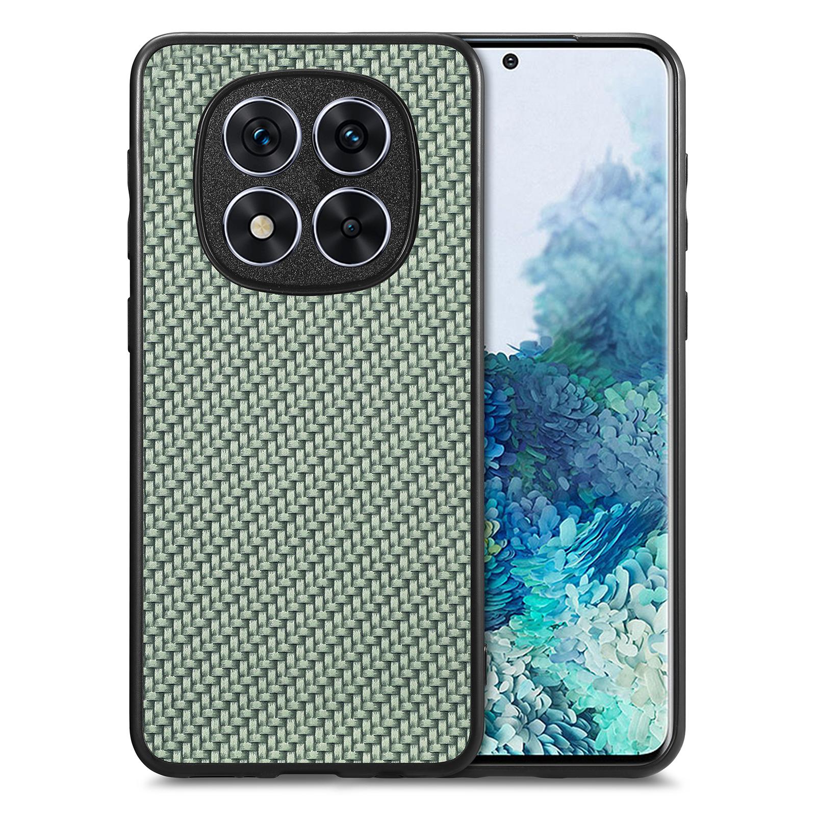 

For Xiaomi Redmi Note 14 Pro 5G/Poco X7 5G Case Carbon Fiber Texture PU+PC+TPU Phone Cover Green