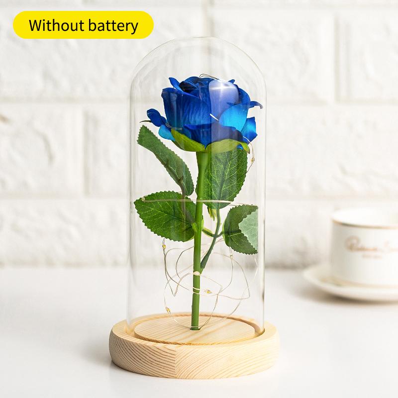 Wedding Birthday Valentine Day Present Eternal Rose Flower Vivid Luminous Ornament For Women Mom Girlfriend Wife Household Decoration