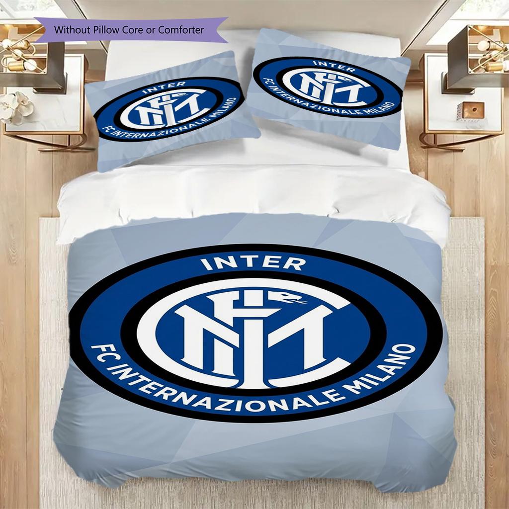 Emblema Inter Milan Sfondo Vivace Set da Tre Pezzi (1 * copripiumino + 2 * federa, senza nucleo) Set biancheria da letto regalo di Natale compleanno