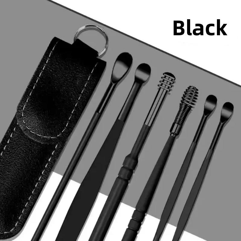 Ear Scoop 6-piece Set Household Portable Keychain Ear Scoop Ear Pick Screw Ear Scoop Cleaner Ear Picking Tool