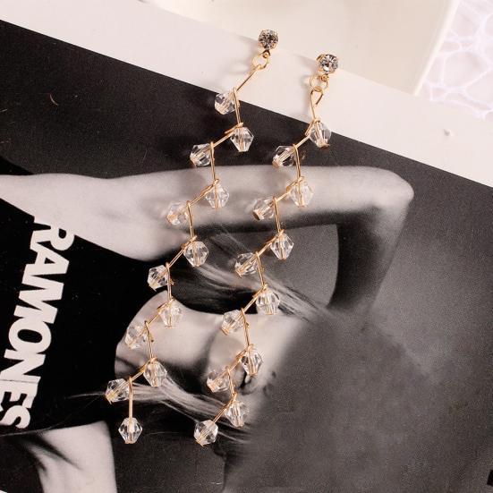 Women Design Beaded Grape Dangle Stud Rhinestone Long Earrings Fashion Jewelry
