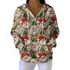 Women's Casual Fashion Long-Sleeved Zip-Up Christmas Print Knitted Hoodie