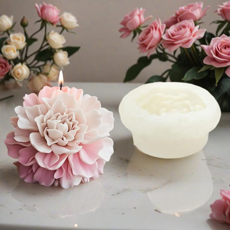 1PC Hibiscus Flower Mold for Candle & Soap, Flat Base, Clear Texture, Easy To Demold & Clean, DIY Aromatherapy/Decoration, Essential
