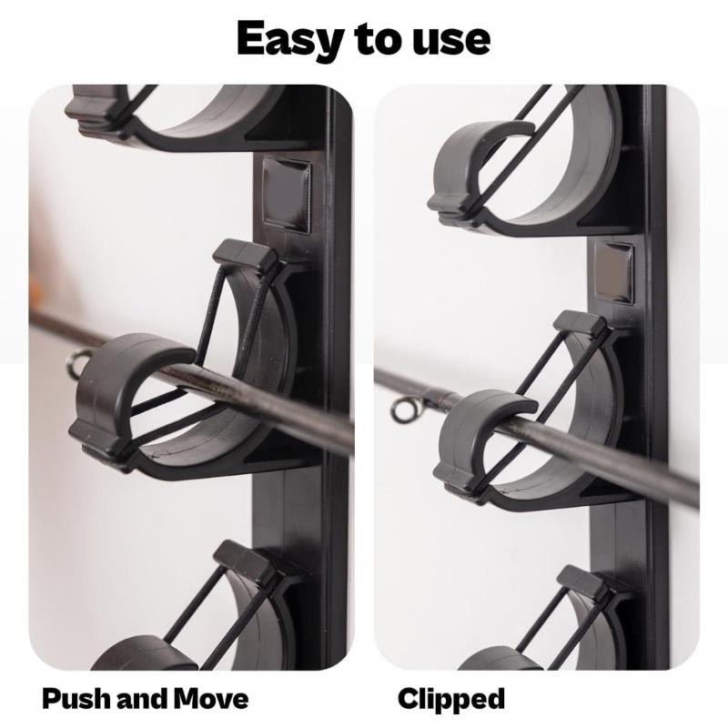 Vertical/Horizontal Fishing Rod Rack Holder Hanger Holds 6 Fishing Rods Wall Mounted Storage Organizers Display Stand