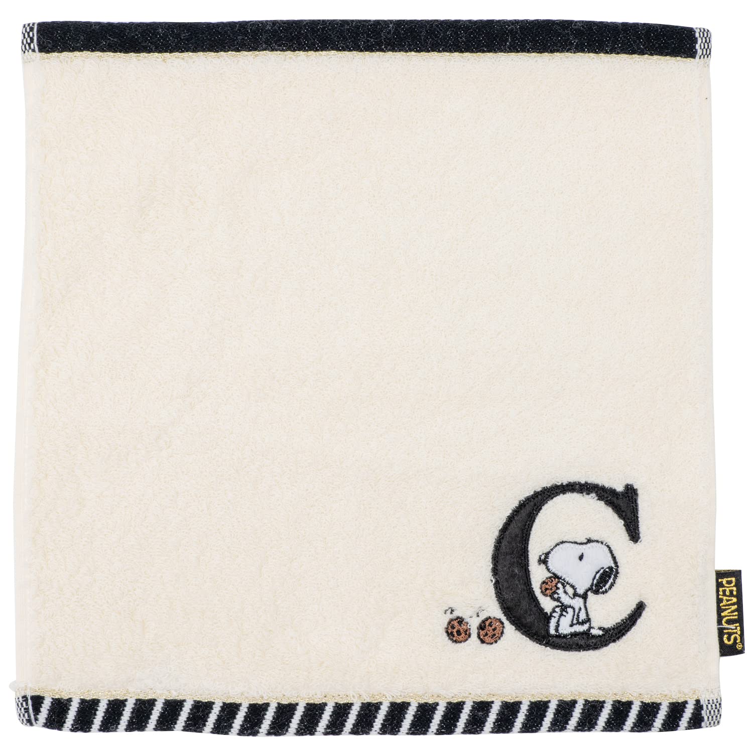 Мини-полотенце Tsujiseru Snoopy 25 см с вышитой буквой C, Белое белый