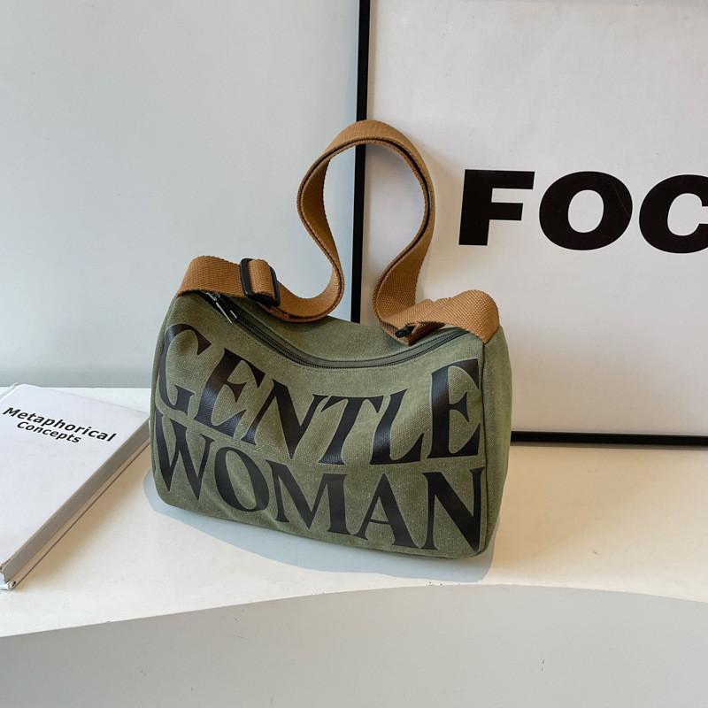 2024 Damen Canvas Tasche Damen Mode Color-blocking Kissen Tasche Street Style Tote Schulter Crossbody Tasche